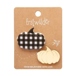 Erstwilder Pumpkin Patch Mini Brooch Set - Gold & Black Gingham^ Brooches