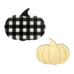 Erstwilder Pumpkin Patch Mini Brooch Set - Gold & Black Gingham^ Brooches
