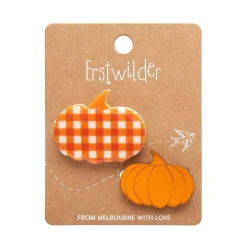 Erstwilder Pumpkin Patch Mini Brooch Set - Orange & Orange Gingham^ Brooches
