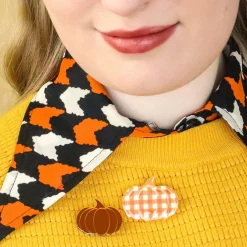 Erstwilder Pumpkin Patch Mini Brooch Set - Orange & Orange Gingham^ Brooches
