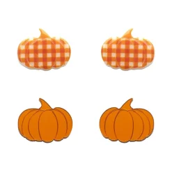 Erstwilder Pumpkin Patch Stud Earrings Set - Orange & Orange Gingham^ Essential Earrings