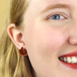 Erstwilder Pumpkin Patch Stud Earrings Set - Orange & Orange Gingham^ Essential Earrings