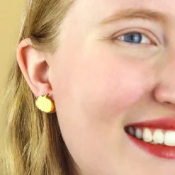 Erstwilder Pumpkin Patch Stud Earrings Set - Gold & Black Gingham^ Essential Earrings