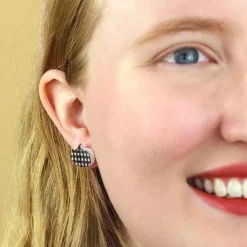 Erstwilder Pumpkin Patch Stud Earrings Set - Gold & Black Gingham^ Essential Earrings