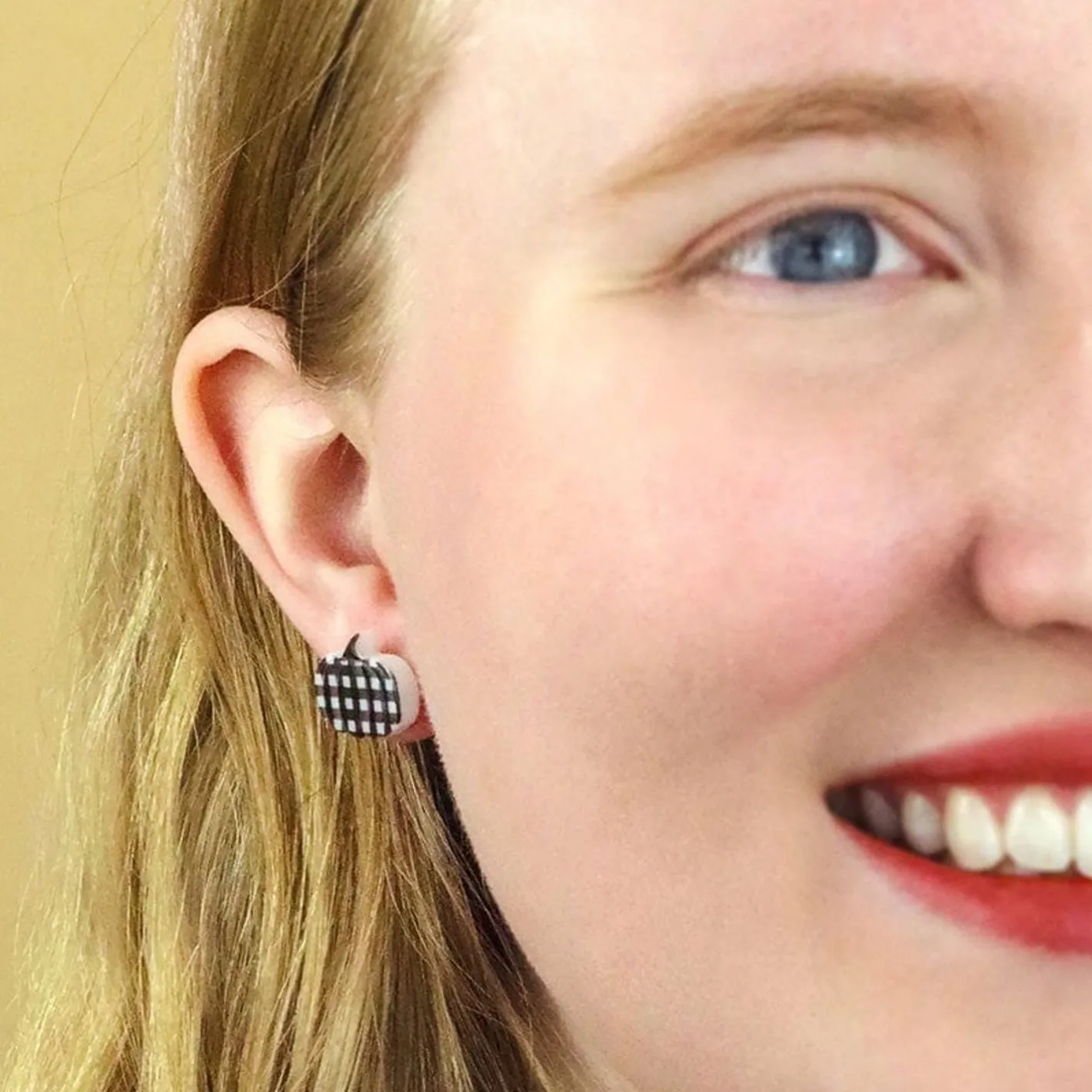 Erstwilder Pumpkin Patch Stud Earrings Set - Gold & Black Gingham^ Essential Earrings