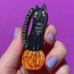 Erstwilder Pumpkin Time Kitty Brooch^ Brooches