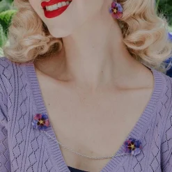 Erstwilder Purple Prose Cardigan Clips^ Brooches