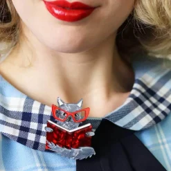 Erstwilder Puss In Books Brooch^ Brooches