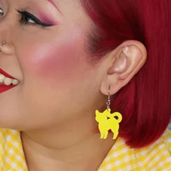 Erstwilder Pussy Cat Bubble Resin Drop Earrings - Yellow^ Essential Earrings