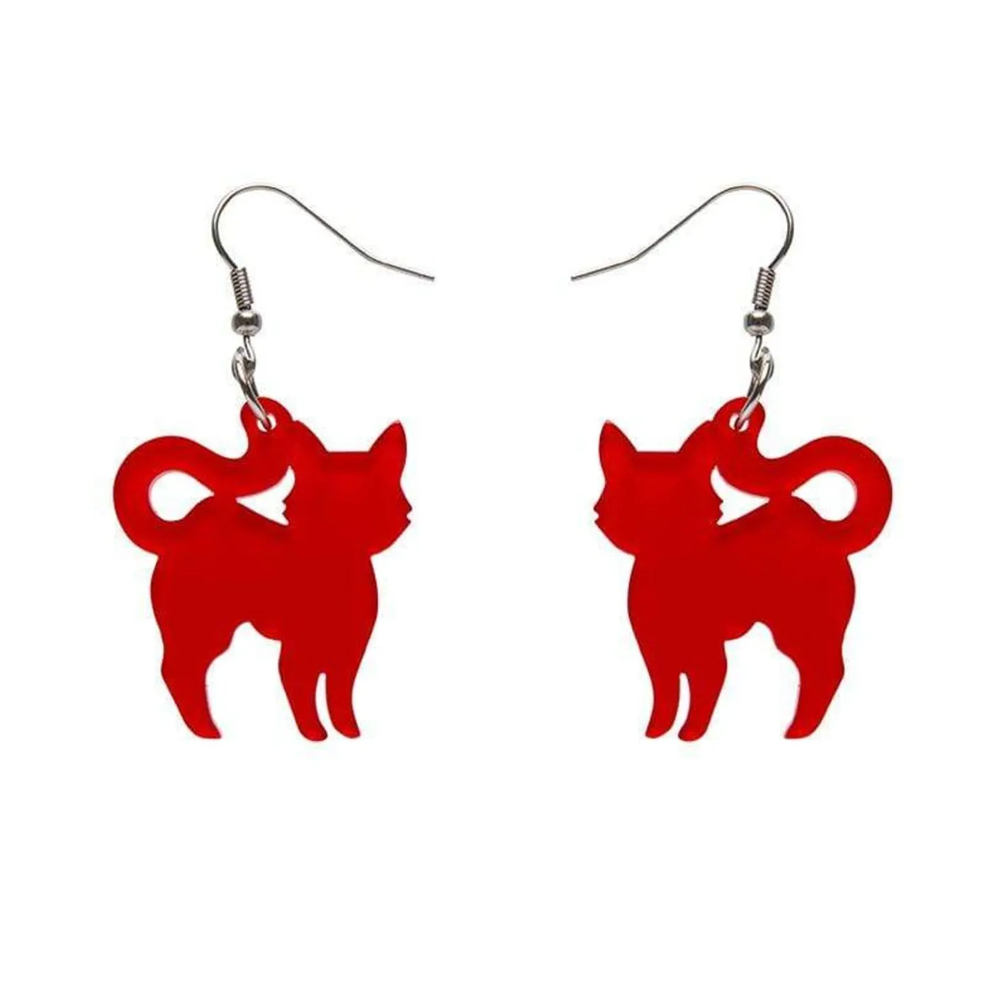 Erstwilder Pussy Cat Bubble Resin Drop Earrings - Red^ Essential Earrings