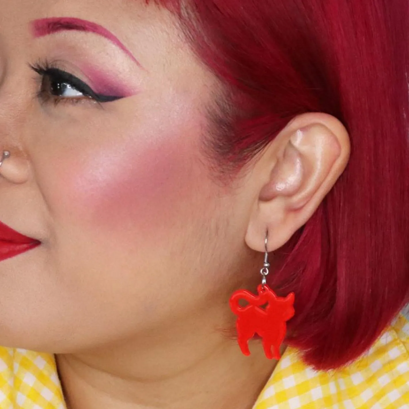 Erstwilder Pussy Cat Bubble Resin Drop Earrings - Red^ Essential Earrings
