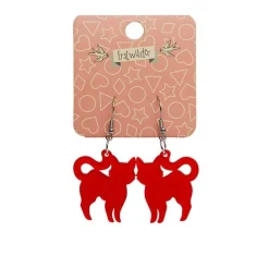 Erstwilder Pussy Cat Bubble Resin Drop Earrings - Red^ Essential Earrings