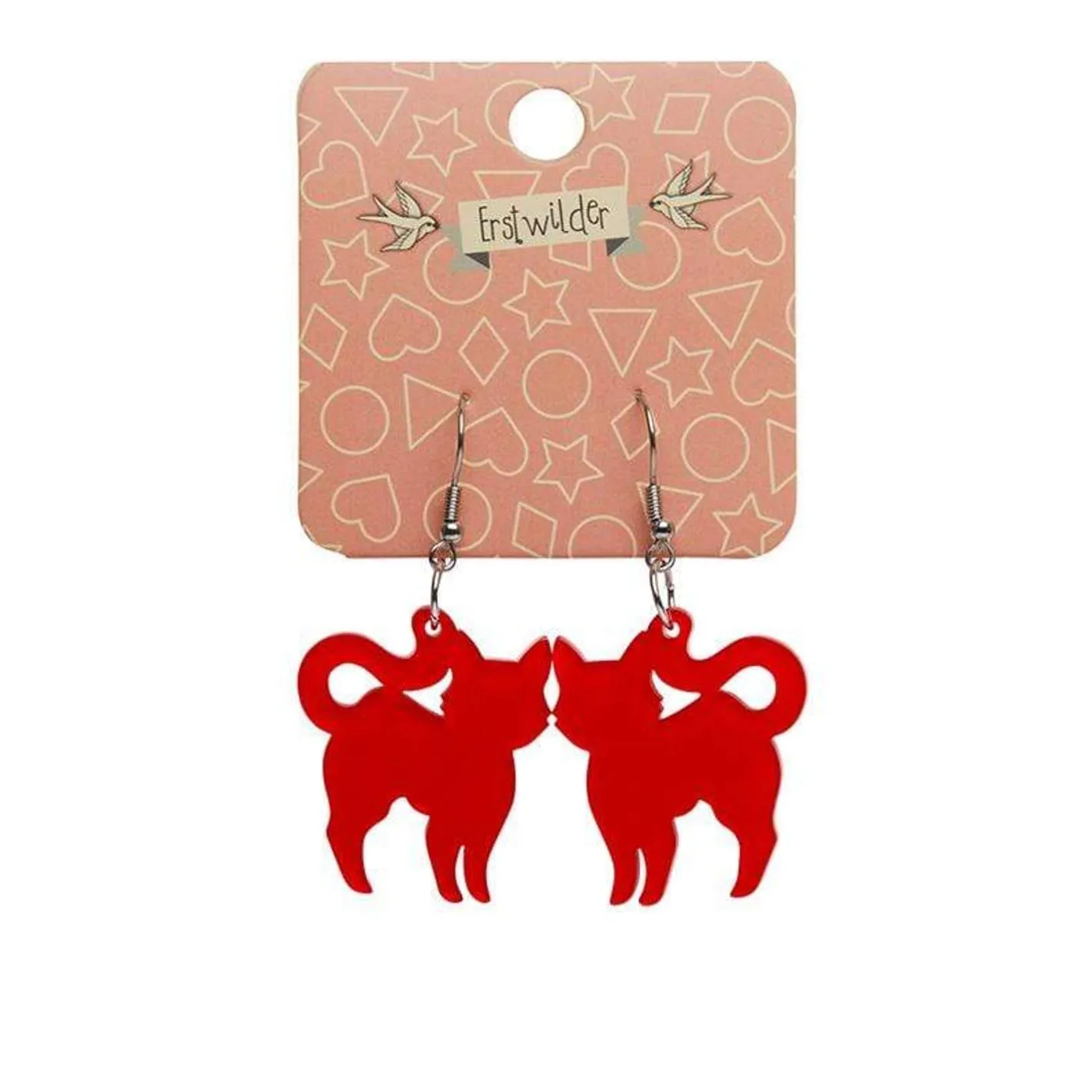 Erstwilder Pussy Cat Bubble Resin Drop Earrings - Red^ Essential Earrings