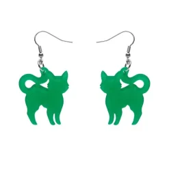 Erstwilder Pussy Cat Bubble Resin Drop Earrings - Green^ Essential Earrings