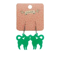 Erstwilder Pussy Cat Bubble Resin Drop Earrings - Green^ Essential Earrings