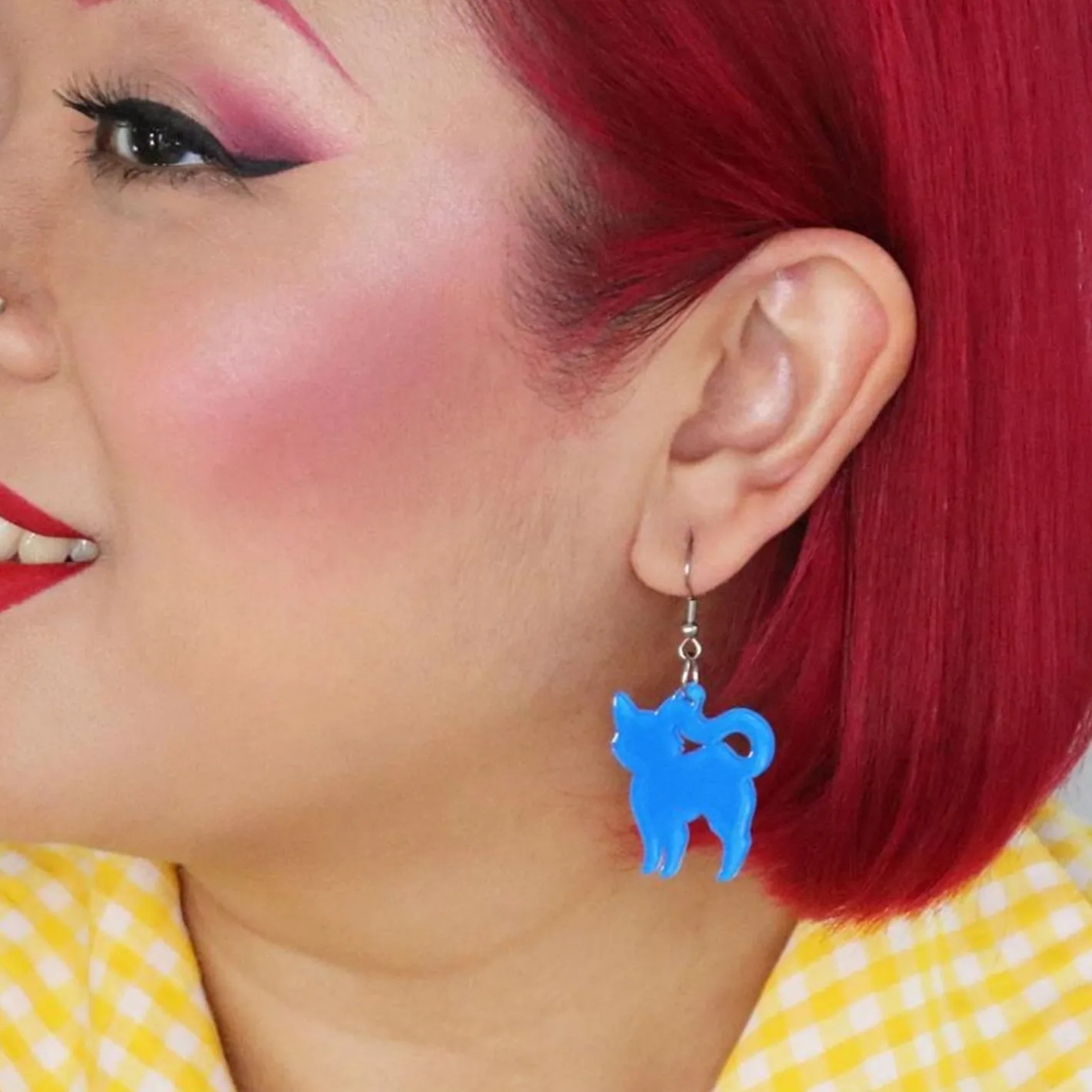Erstwilder Pussy Cat Bubble Resin Drop Earrings - Blue^ Essential Earrings