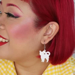 Erstwilder Pussy Cat Bubble Resin Drop Earrings - White^ Essential Earrings