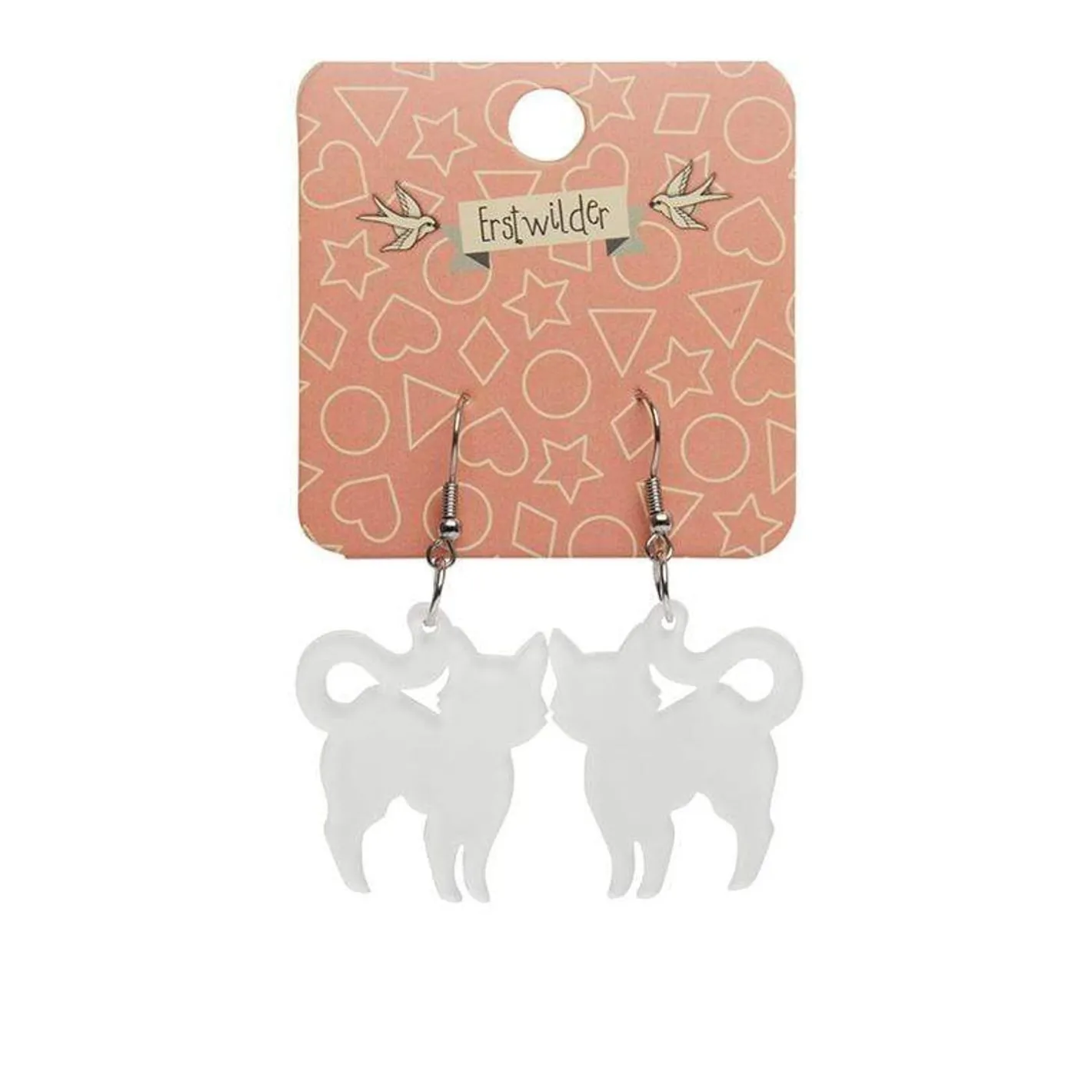 Erstwilder Pussy Cat Bubble Resin Drop Earrings - White^ Essential Earrings