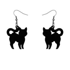 Erstwilder Pussy Cat Solid Resin Drop Earrings - Black^ Essential Earrings