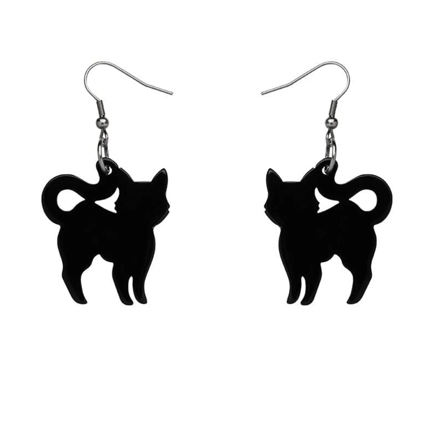 Erstwilder Pussy Cat Solid Resin Drop Earrings - Black^ Essential Earrings
