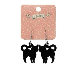 Erstwilder Pussy Cat Solid Resin Drop Earrings - Black^ Essential Earrings