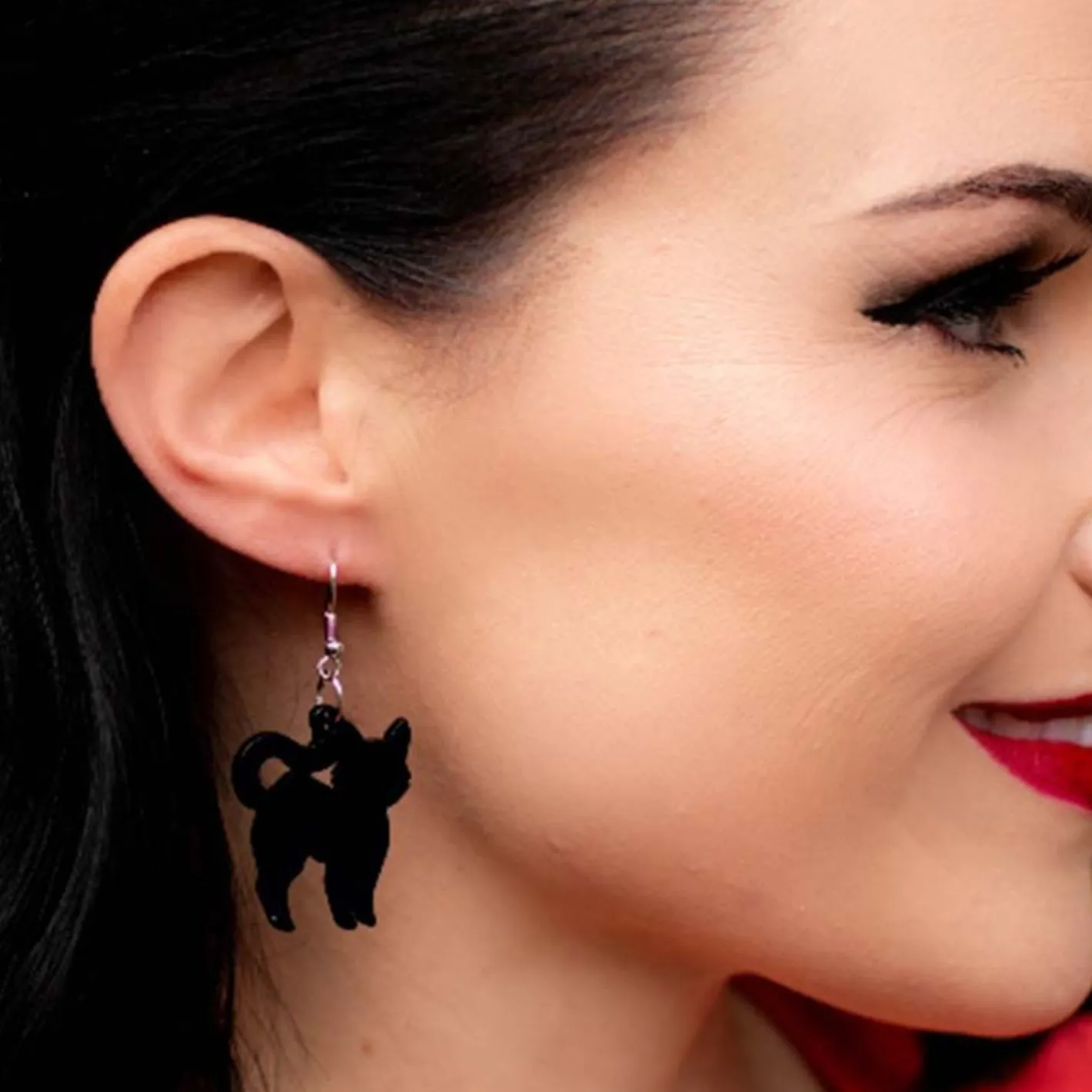 Erstwilder Pussy Cat Solid Resin Drop Earrings - Black^ Essential Earrings