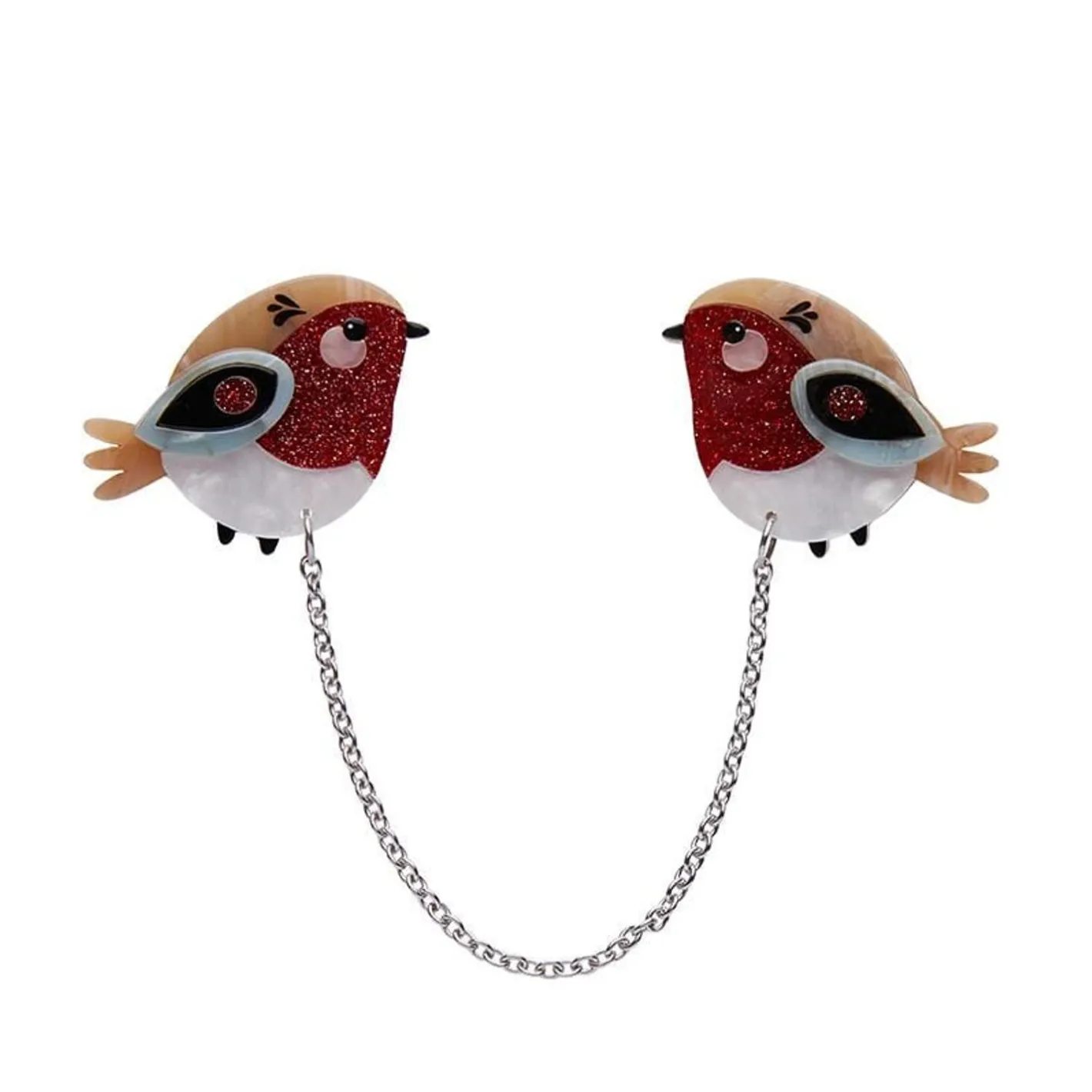 Erstwilder Red Robbin Cardigan Clips^ Brooches