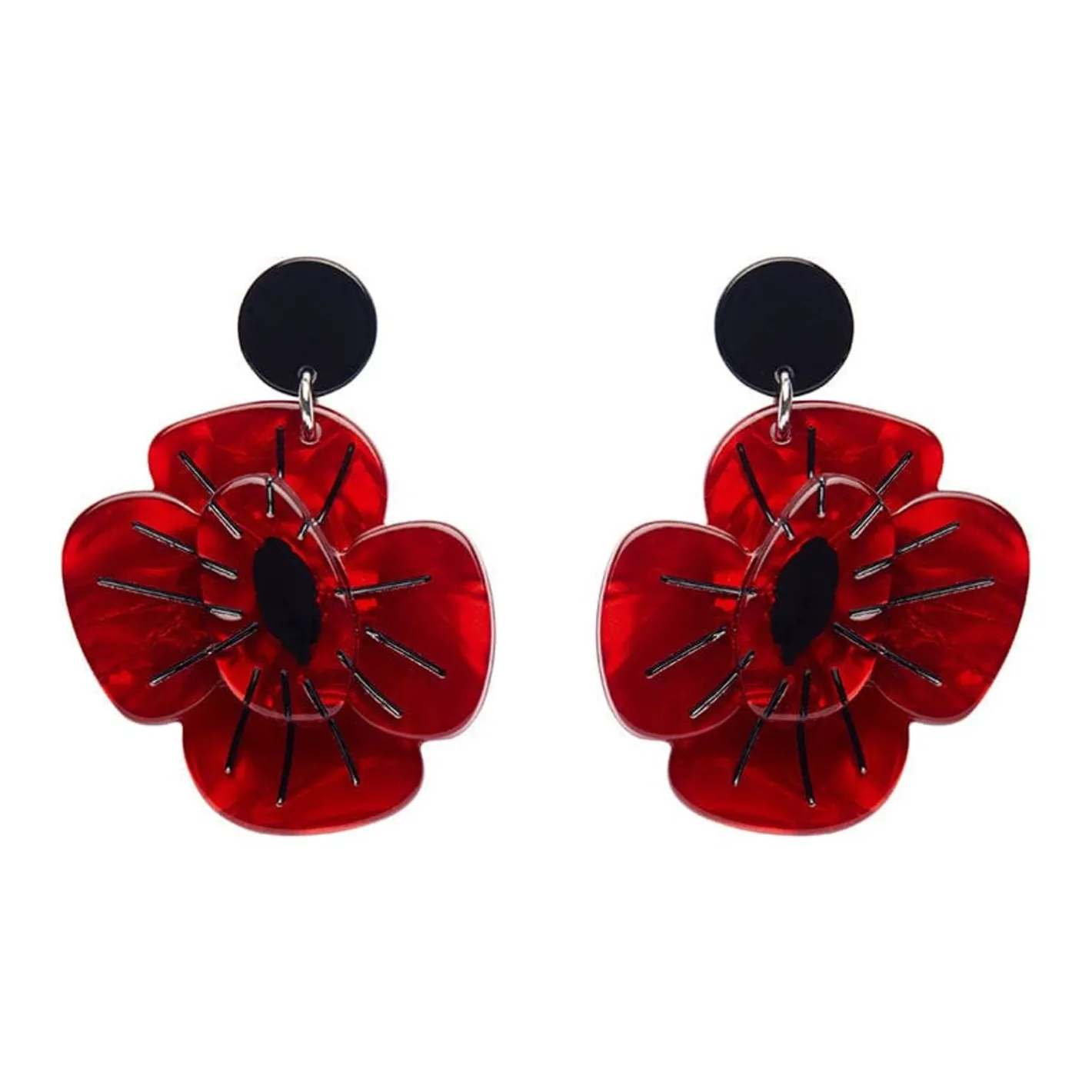 Erstwilder Remembrance Poppy Drop Earrings^ Earrings
