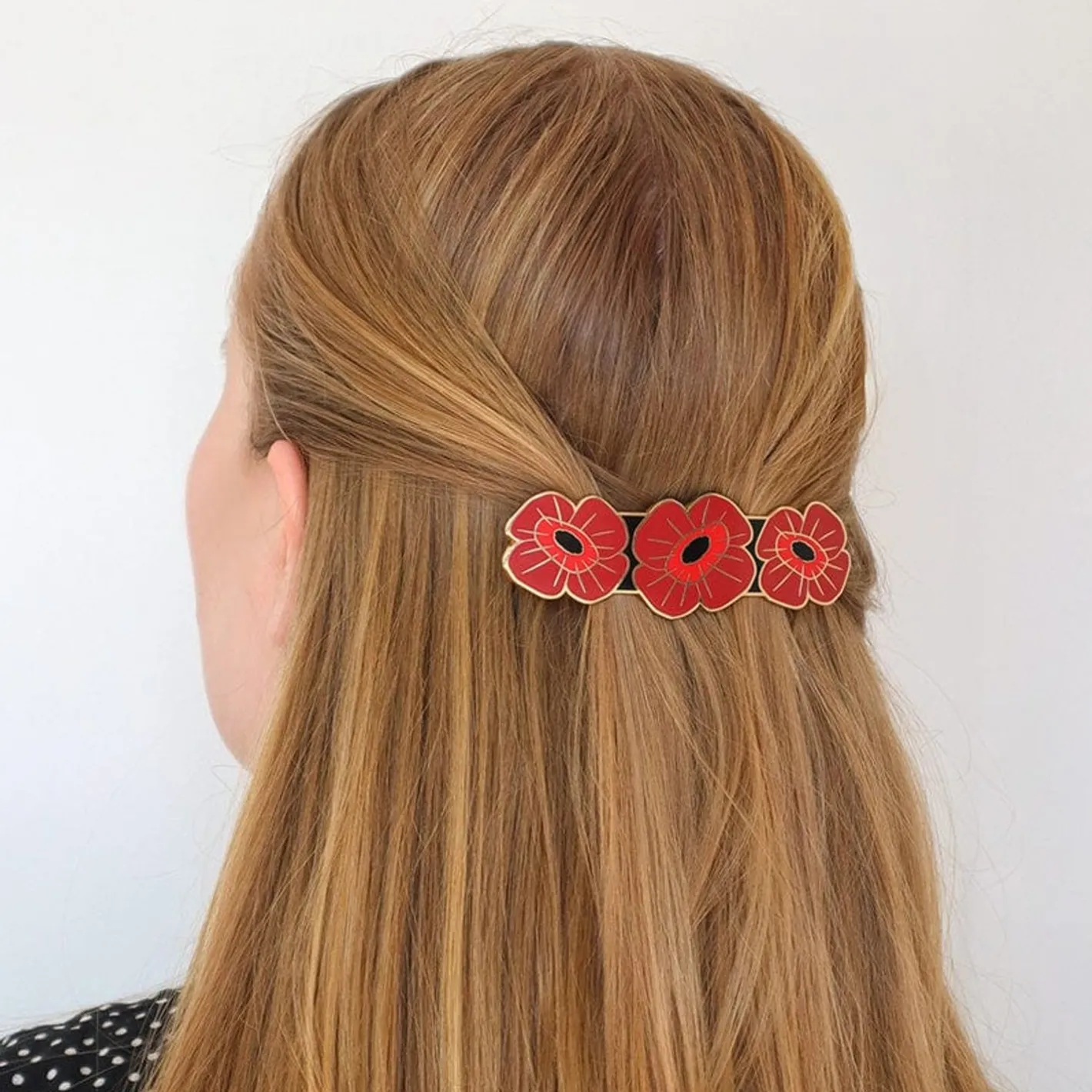 Erstwilder Remembrance Poppy Enamel Hair Barrette^ Hair Clips & Claws