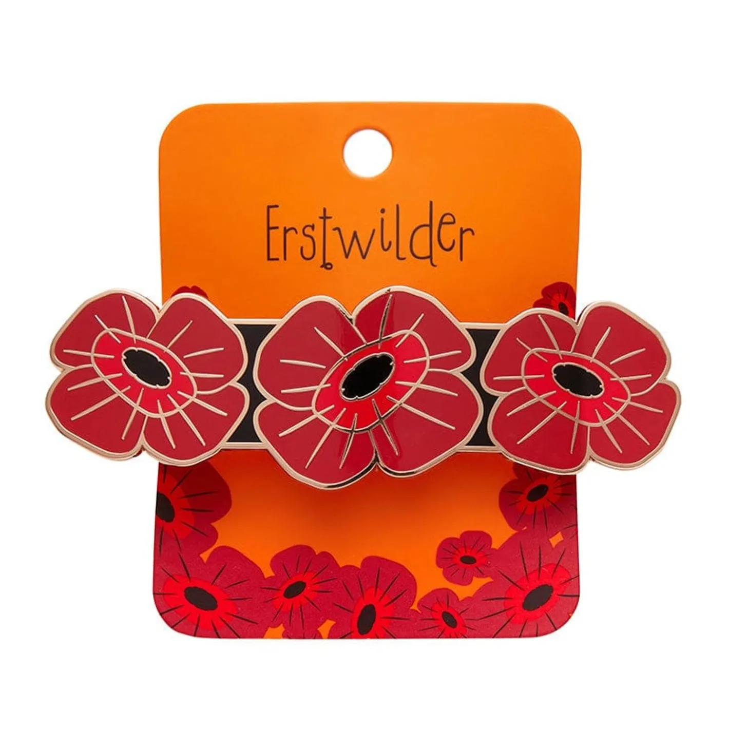 Erstwilder Remembrance Poppy Enamel Hair Barrette^ Hair Clips & Claws