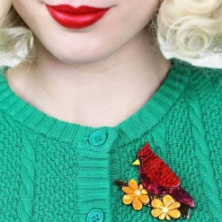 Erstwilder Ruby The Red Cardinal Brooch^ Brooches