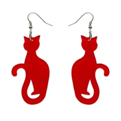 Erstwilder Sitting Cat Bubble Resin Drop Earrings - Red^ Essential Earrings