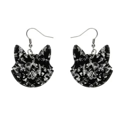 Erstwilder Solid Cat Head Chunky Glitter Resin Drop Earrings - Silver^ Essential Earrings
