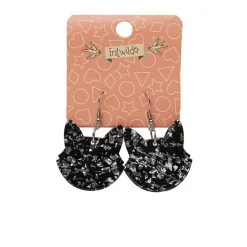 Erstwilder Solid Cat Head Chunky Glitter Resin Drop Earrings - Silver^ Essential Earrings
