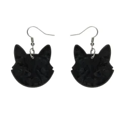 Erstwilder Solid Cat Head Ripple Resin Drop Earrings - Black^ Essential Earrings