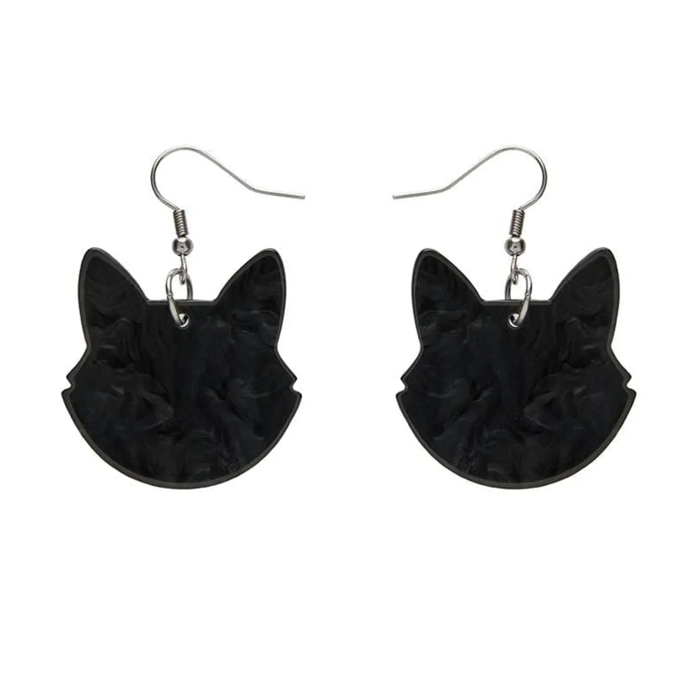 Erstwilder Solid Cat Head Ripple Resin Drop Earrings - Black^ Essential Earrings