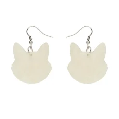 Erstwilder Solid Cat Head Ripple Resin Drop Earrings - White^ Essential Earrings