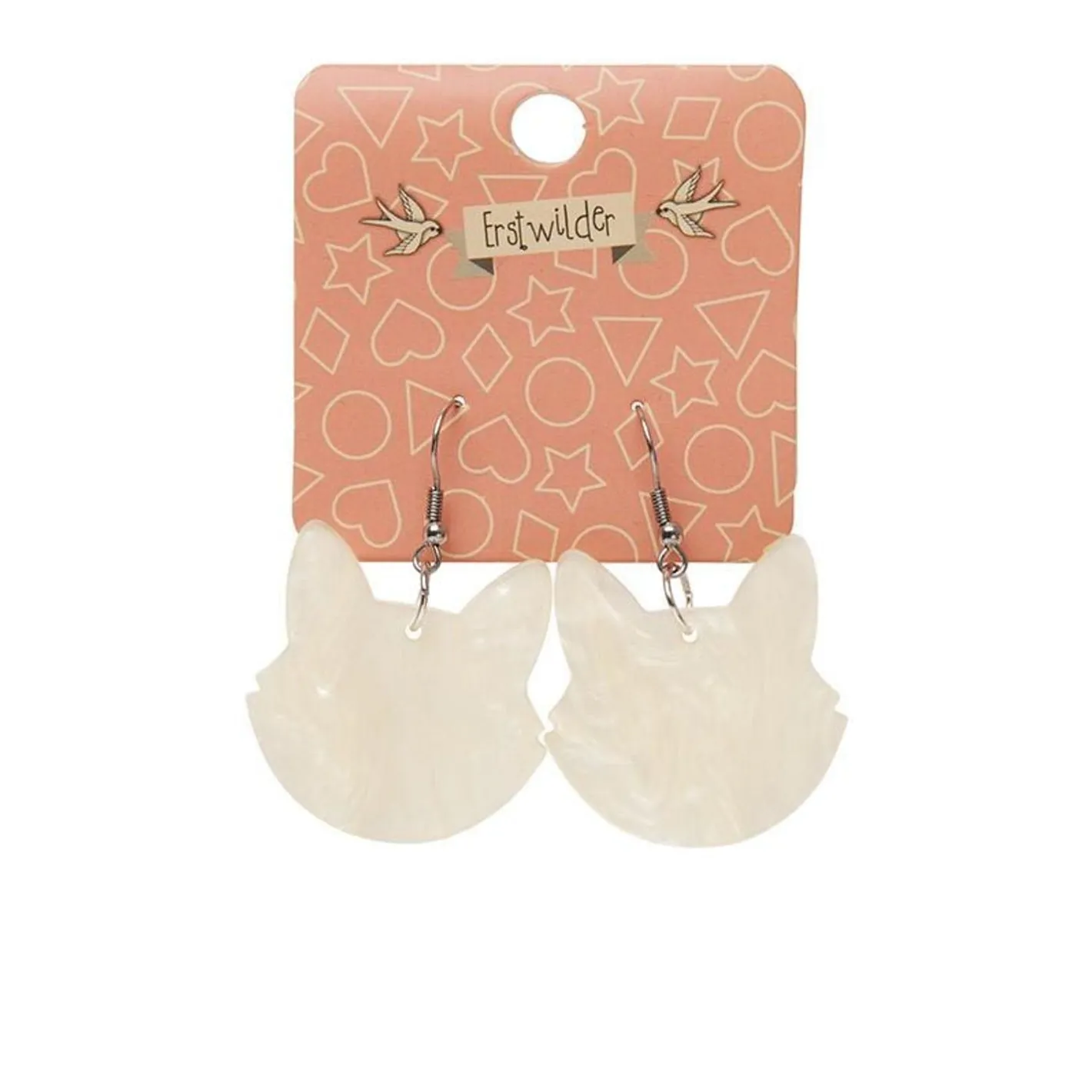 Erstwilder Solid Cat Head Ripple Resin Drop Earrings - White^ Essential Earrings