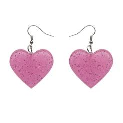 Erstwilder Solid Heart Glitter Resin Drop Earrings - Pink^ Essential Earrings