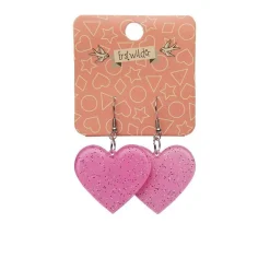 Erstwilder Solid Heart Glitter Resin Drop Earrings - Pink^ Essential Earrings