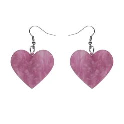 Erstwilder Solid Heart Ripple Resin Drop Earrings - Mauve^ Essential Earrings