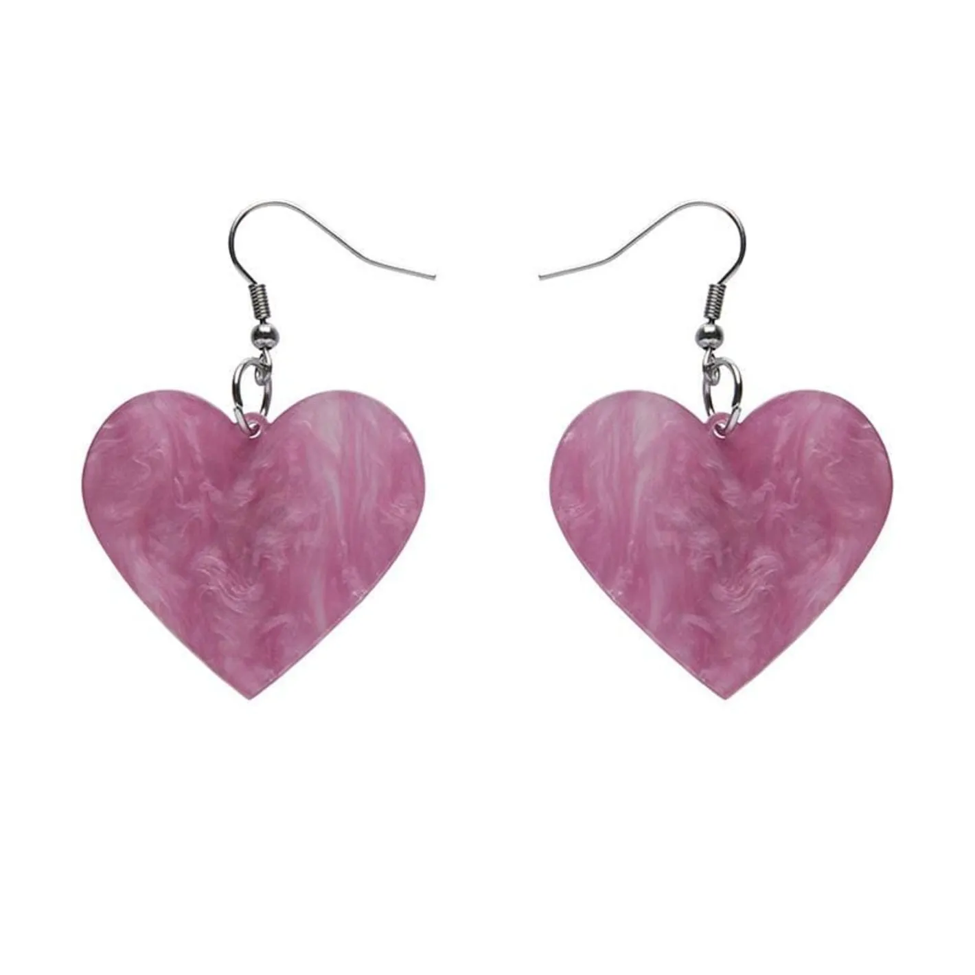 Erstwilder Solid Heart Ripple Resin Drop Earrings - Mauve^ Essential Earrings