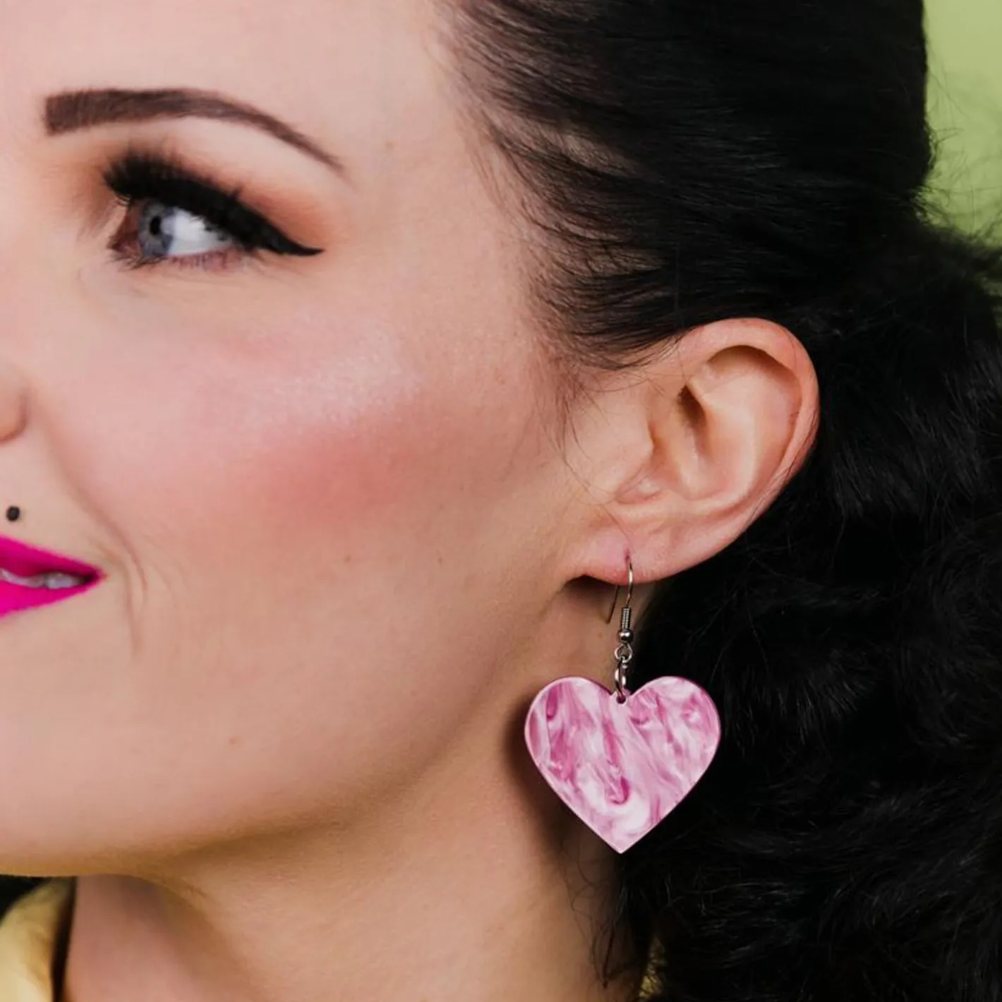 Erstwilder Solid Heart Ripple Resin Drop Earrings - Mauve^ Essential Earrings