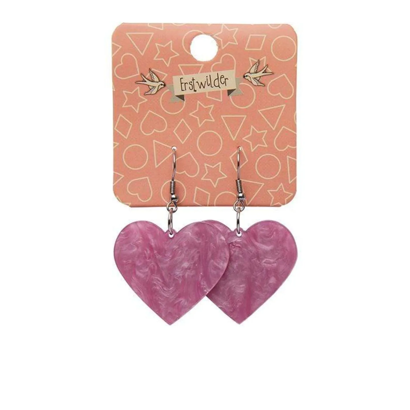 Erstwilder Solid Heart Ripple Resin Drop Earrings - Mauve^ Essential Earrings