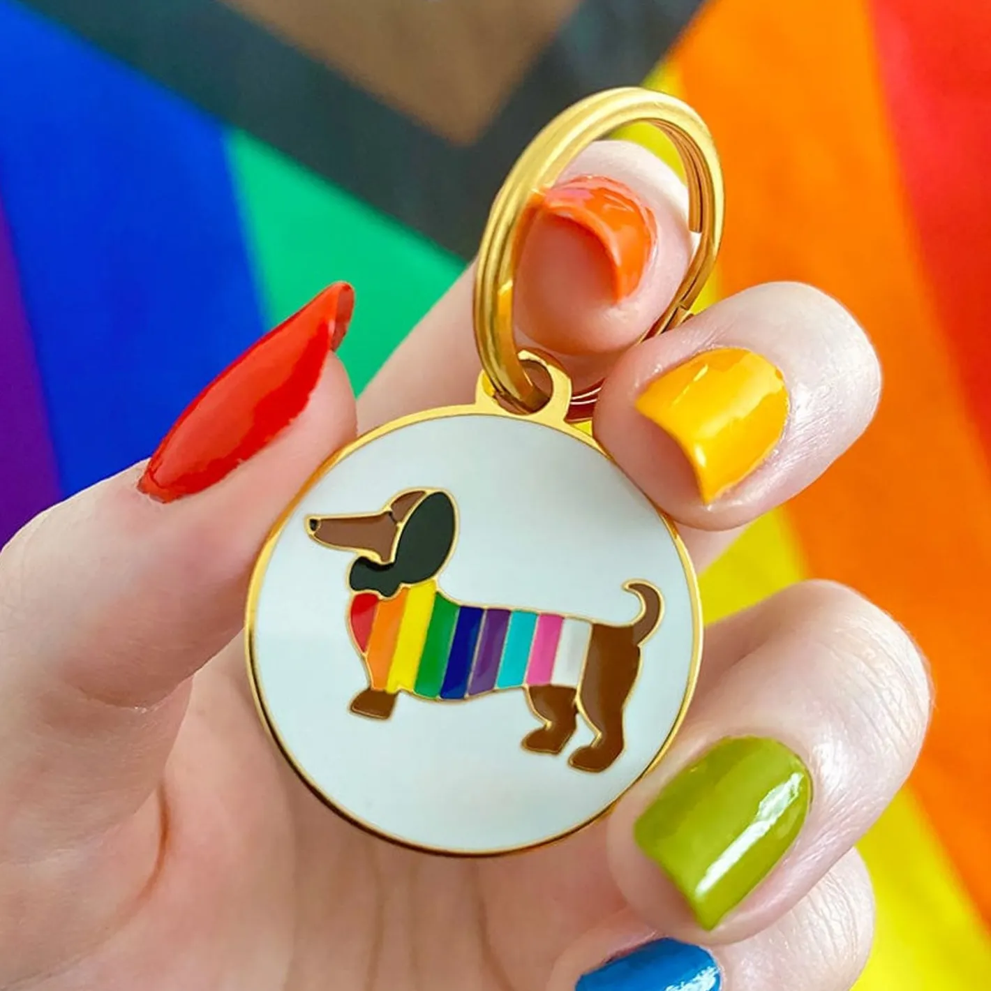 Erstwilder Spiffy The Supportive Dog Enamel Charm^ Enamel Key Rings