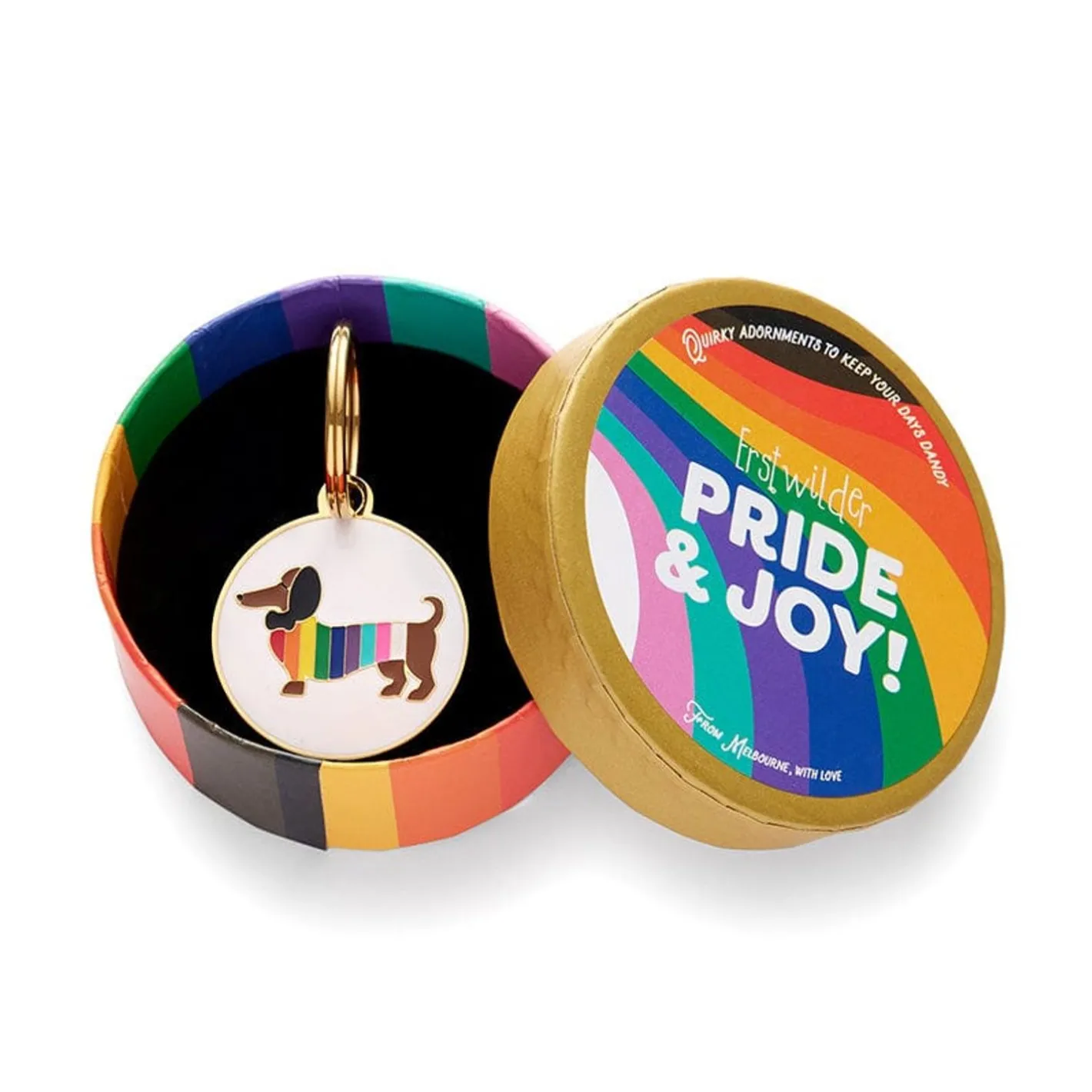 Erstwilder Spiffy The Supportive Dog Enamel Charm^ Enamel Key Rings