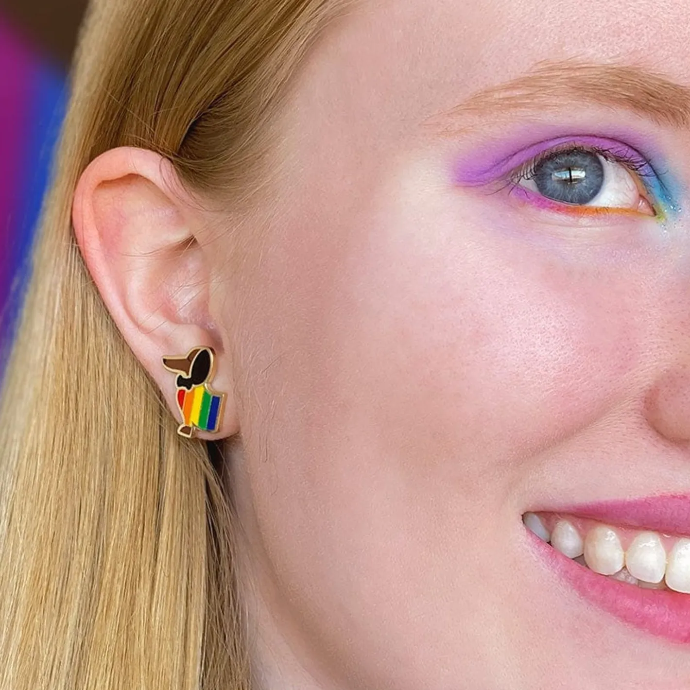 Erstwilder Spiffy The Supportive Dog Enamel Earrings^ Enamel Earrings