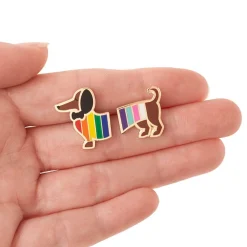 Erstwilder Spiffy The Supportive Dog Enamel Earrings^ Enamel Earrings