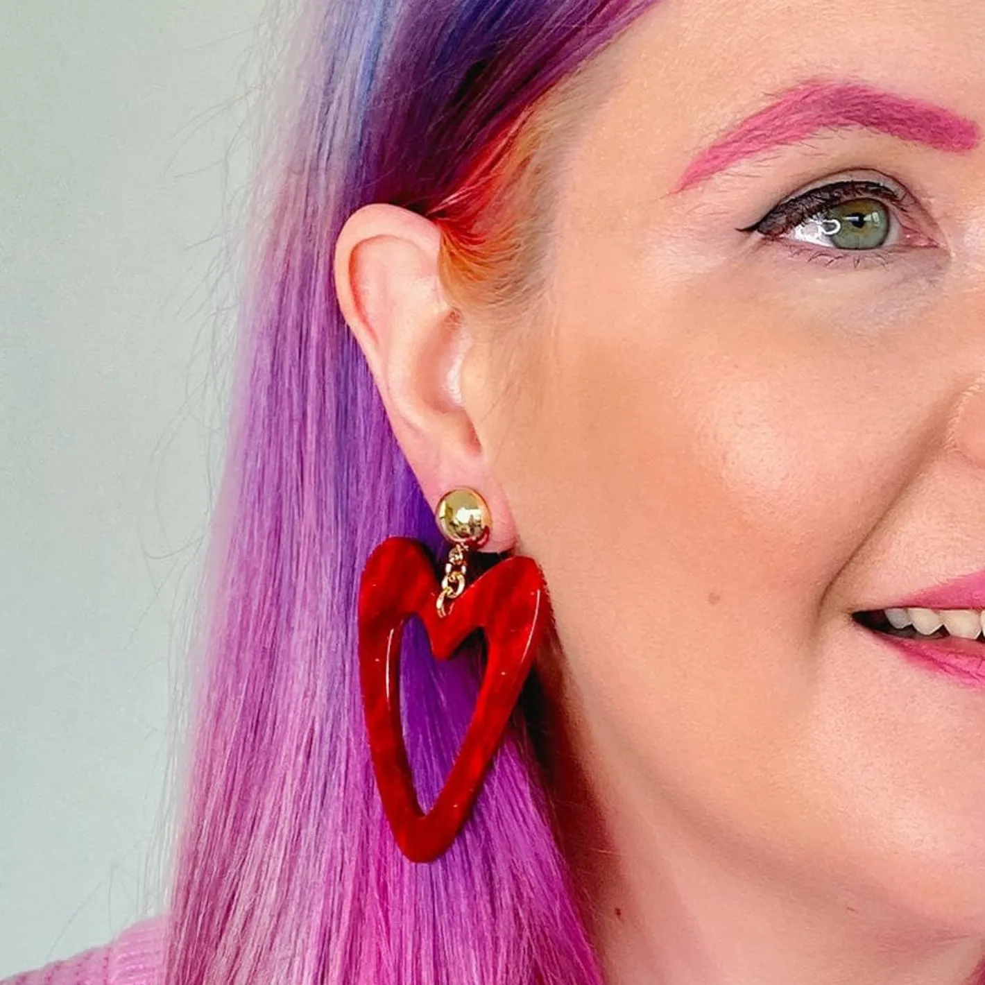 Erstwilder Statement Glitter Ripple Resin Heart Drop Earrings - Red^ Essential Earrings