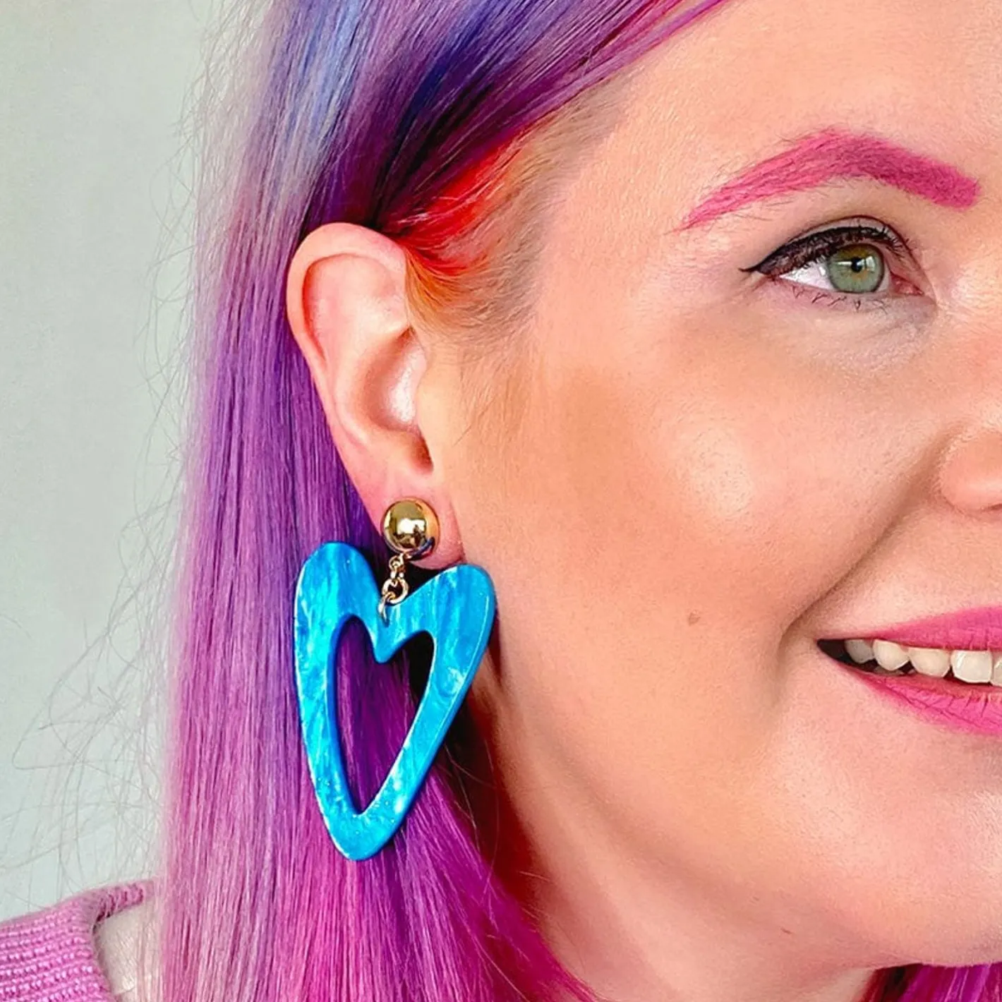 Erstwilder Statement Glitter Ripple Heart Drop Earrings - Aqua^ Essential Earrings